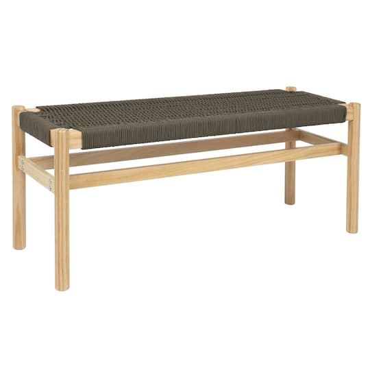 Hello Honey® Fernway 18" Solid Wood and Woven Rope Entryway Bench